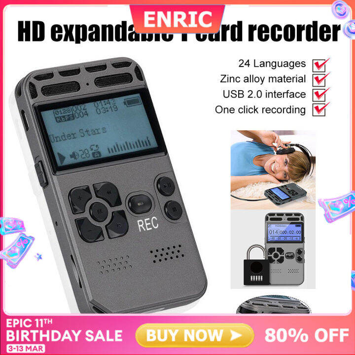 ENRIC 8GB Digital Recorder 24 Hours Intelligent Noise Reduction Microphone High Definition Audio