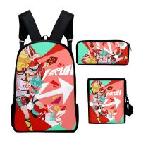 ✔¤✖  VTuber Hakos Baelz Anime 3pcs/Set Print School Student Bookbag Laptop Daypack Shoulder