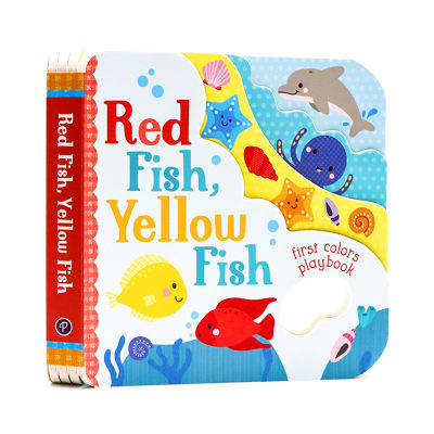 0-3 years old color cognition enlightenment picture book red fish yellow fish English original paperboard Book hole Book Baby Toy enlightenment picture book hide and seek interactive book
