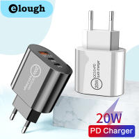 Elough 20W PD USB Charger Type C โทรศัพท์มือถือ Fast Charging Wall Adapter สำหรับ iPhone 13 12 Pro Xiaomi Huawei USB C Quick Charge 3.0