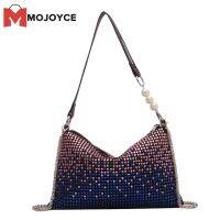 MOJOYCE Rhinestone กระเป๋าสะพายข้าง Sparkling Gradient Clutch Wedding Purse Handbag