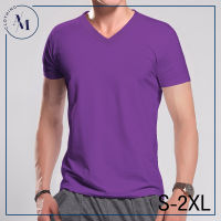 เสื้อยืด คอวี สีม่วง ราคาโรงงาน Cotton 100% เบอร์32 ทรง Body size  คอกลมไซส์ S/M/L/XL/XXL