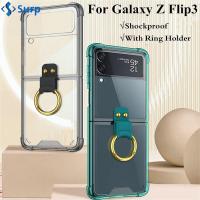 SURP ป้องกันการตก กันกระแทก ใส ที่ใส่แหวน ปก เคสป้องกัน เคสโทรศัพท์ สำหรับ Samsung Galaxy Z Flip3 5G