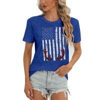 Summer Women T-Shirt 3D Print Street Tee Independence Day Themed 2023 Trend Daily Y2K Tops O Neck Short Sleeved Women Clothing