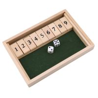 Vintage Board Game Shut the Box Set w/ Wooden Board Chess Game for Men Bar Indoor Game Entertainment Toy for Gathering