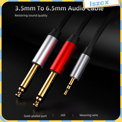 18 Inch TRS Stereo to Dual 14 inch TS Mono Y-Splitter Cable 3.5mm Male to 2x 6.35mm Male Jack Breakout Cable Cords 5.9ft
