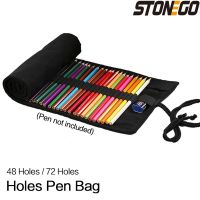 【DT】hot！ STONEGO 48/72 Holes Canvas Wrap Roll Up Pencil Pen Bag Holder Case Storage Pouch