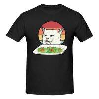 Angry Yelling At Confused Cat At Dinner Table Meme Retro 2022 T-Shirts Comfortable Ring Spun Cotton