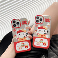 การ์ตูนน่ารักแฟชั่น Fries Burger KT ลายแมวสำหรับ IPhone 14 13 12 11 Pro Max สำหรับเคสโทรศัพท์เป็นคู่ที่มีความคิดสร้างสรรค์