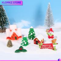 KLOMKZ 5PCS เรซินขนาดเล็ก ของตกแต่งวันคริสต์มาส ซานตาคลอส กวางเอลก์ เครื่องประดับเพชรประดับ 2023 สโนว์แมน การตกแต่งภูมิทัศน์ขนาดเล็ก ของตกแต่งวันคริสต์มาสปีใหม่