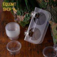 EQUOMT ถ้วยพลาสติกป้อนอาหารจิ้งจกใสทนทานชามใส่น้ำสัตว์เลื้อยคลานอุปกรณ์เสริมสำหรับกิ้งก่า