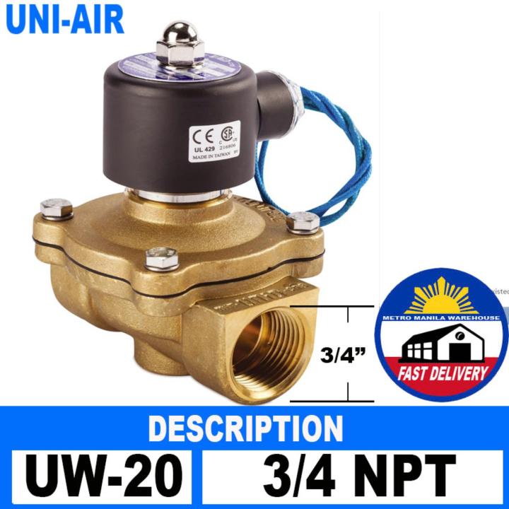 Uni-D Model UW-20 3/4" NPT Port UW series is direct-acting, conductive, and  normally closed (NC) 2/2 way solenoid valve Item No UW-20 (JLPL) TAIWAN  Lazada PH