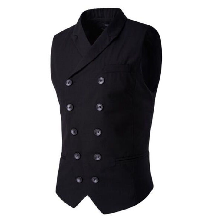 2019 Mens Suit Vest Men Jacket Sleeveless Black Blue Vintage Formal Business Dress Vest Male Slim Double Breasted Waistcoat