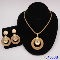 African Jewelry Sets Round Necklace Bracelet Dubai Gold for Women Wedding Party Bridal Earrings Ring