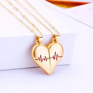 Romantic 2pcs/set Lock Key Necklace Paired Lovers Necklace Cute Heart Pendant  Necklace Couple Necklace Best Friend Jewelry