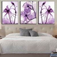 3 Panel Purple Flower Modern Pictures Home Decor Posters Wall Art Prints HD Canvas Oil Paintings Living Room Bedroom Decoration