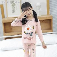 ∈ n4rn Crianças pijamas 2pc manga longa flor crianças roupa de dormir roupas da menina do bebê ternos outono algodão criança menino nightwear