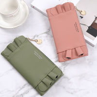 Women Long Ruched Wallet Letter Fashion Credit Card Holder Coin Pocket Female Pu Leather Clutch Money Clip Phone Bag