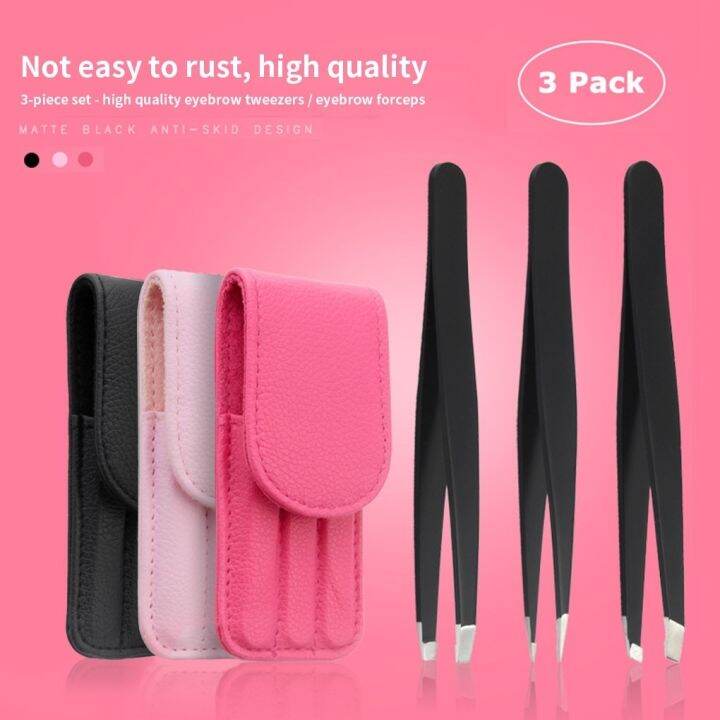 3-pcs-set-grooming-tweezer-eyelashes-eyebrow-stainless-steel-tweezers-set-with-storage-bag-makeup-tools