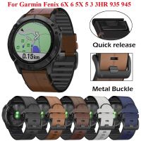 22 26mm Quickfit pasek do zegarka Garmin Fenix 6 6X Pro 5X 5 Plus 3HR 935 945 S60 pasek z prawdziwej skóry silikonowy zegarek na rękę