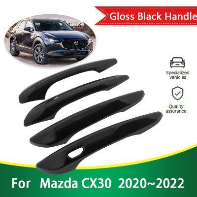 เหมาะสำหรับ Mazda CX30 CX 30 CX-30 2020 2021 2022เงาสีดำฝาครอบมือจับประตูด้านนอกสติ๊กเกอร์ DIY อุปกรณ์เครื่องประดับตกแต่งรถ