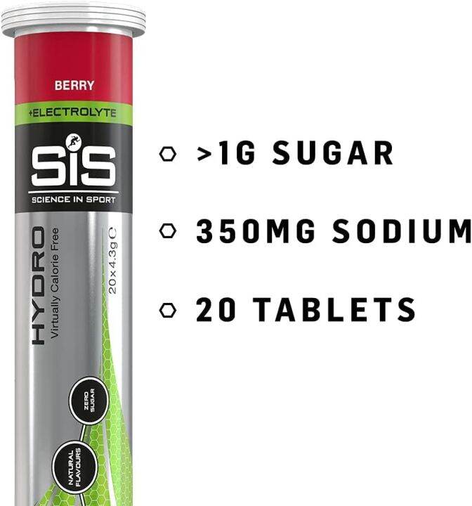 SIS Electrolyte Tablets, Science in Sport Carbonated Electrolyte Drink Tablets, Berry 20