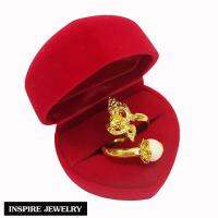 Inspire Jewelry ,แหวนพญานาค ประดับกระดูกช้างกลม ตัวเรือนหุ้มทองแท้ 100% 24K  นำโชค เสริมดวงและช่วยปกป้องคุ้มครอง ขจัดปัดเป่าวิญญาณร้าย สามารถปรับขนาดได้ พร้อมกล่องกำมะหยี่หรู