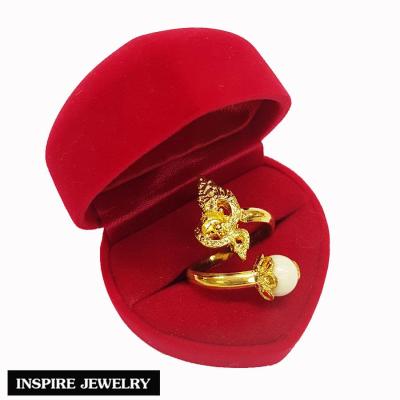 Inspire Jewelry ,แหวนพญานาค ประดับกระดูกช้างกลม ตัวเรือนหุ้มทองแท้ 100% 24K  นำโชค เสริมดวงและช่วยปกป้องคุ้มครอง ขจัดปัดเป่าวิญญาณร้าย สามารถปรับขนาดได้ พร้อมกล่องกำมะหยี่หรู