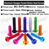 5Pcs M3.5x6mm 20mm ISO7380 Colourful Aluminum Hexagon Socket Button Head Screws Allen Key Screws with Coarse Thread 10 Colors