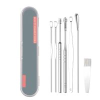 7Pcs/Set Ear Wax Pickers Stainless Steel Earpick Wax Remover Curette Ear Pick Cleaner Ear Cleaner Spoon Care Ear Clean Tool