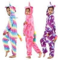 Girls Unicorn Pajamas Pikachu Onesie Hooded Jumpsuits Kids Overalls Boys Sets Fox Kigurumi Sleepwear Pizama