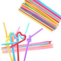 ◊ 100/300/600 Pcs Disposable Elbow Plastic Straws For Kitchen Bar Party Event Supplies Striped Bendable Cocktail Drinking Straws