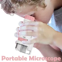 Pocket Microscope 80X-200X Zoom Microscope For Kids Microscope Mini Girls Stemscope Boys Nature Pocket For Kids Light And With V8P6