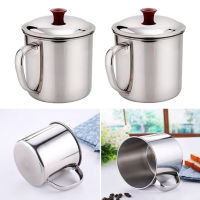 【2023】Stainless Steel Camping Mug Cup Outdoor Drinking Coffee Tea Handle Cup Non Magnetic 8-inch Thickened Cover Teacup