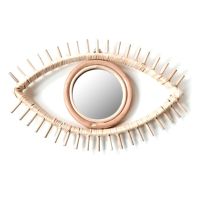 Rattan Innovative Art Decoration Eye Shape Makeup Mirror Dressing Bathroom Wall Hang