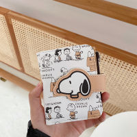 Snoopy ใหม่ Lady Purses การ์ตูนลายพิมพ์ซิปหนังกระเป๋าสตางค์ขนาดเล็กสไตล์เกาหลี Hasp พับกระเป๋าเหรียญ Kawaii ของขวัญหญิง