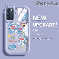 เคส Chenyyka สำหรับ OPPO Reno 6 5G Reno 6 Pro 5G 6Z Reno 5G เคสเคสการ์ตูนรูปโบว์มอนสเตอร์น้อยโดราเอมอนสเตอร์ตัวเคสนิ่มกันรอยขีดข่วนเคสโทรศัพท์โปร่งใสฝาครอบป้องกันเลนส์กล้องถ่ายรูปซิลิก้าเจล TPU