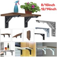 ❀✠✶ 8/10/12/14Inch Folding Shelf Brackets Heavy Duty Stainless Steel Collapsible Folding Angle Bracket for Table Work Space Saving