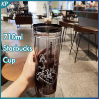 Starbuck ถ้วยหมีพลาสติก Sippy ถ้วยสองชั้นถ้วยกาแฟ710มิลลิลิตรความจุขนาดใหญ่สำนักงานกาแฟถ้วยนมสร้างสรรค์กล่องของขวัญ