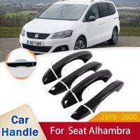 เหมาะสำหรับ MK2 Seat Alhambra 7N ความเงางาม2010 ~ 2020ประตูมือจับสีดำสติกเกอร์ปิดตัดขอบอุปกรณ์ป้องกันภายนอกรถยนต์2014 2015