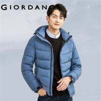 GIORDANO Men Down Jackets Machine Washable 90% White Goose Down Jackets Detachable Hood Waterproof Pockets Down Jackets 01071692