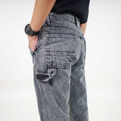 Superego Standard Snow Light Black Long denim jeans utility carpenter Pants CPS01G