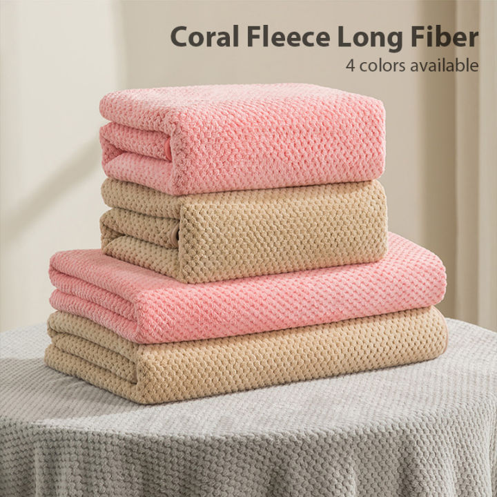 Japanese Style Waffle Weave Bath Towel Coral