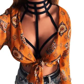 Women's Lace Harness Bra Strappy Hollow Out Cross Cage Bralette Sexy Soft  See Through Bra Lingerie Crop Top