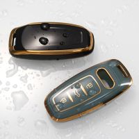 dghjsfgr New Plating TPU Car Remote Key Case Shell Cover For Audi A6 A7 A8 E-tron C8 D5 Q7 Q8 2018 2019 Protector Holder Fob Accessories