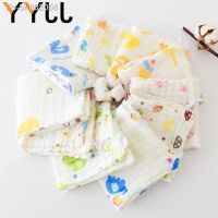 ☈﹊ JJYY Six Layer Printed Washable Gauze Handkerchief Baby Cartoon Sweat-absorbent Towel Baby Wash Face Catty Saliva Towel