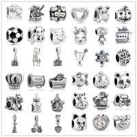 silver color 1pc bag love pumpkim football windmill cat car fish bird diy bead fit charms Bracelet W024