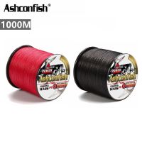 HOT ； Ashconfish สายเอ็นตกปลาถัก PE X8 1000 ม. สีดํา แดง 8 เส้น