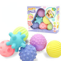 6PCSKit Baby Toys Hands Touch Ball Sensory Toy Infant Rattle Massage Kawaii Soft Textured Ball Tactile Developing for Babies