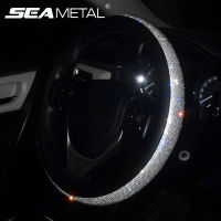 Car Accessories Rhinestone Car PU Leather Steering Wheel Covers Cap Steering Wheel Crystal Cover Auto Gear Cover For Women Girls